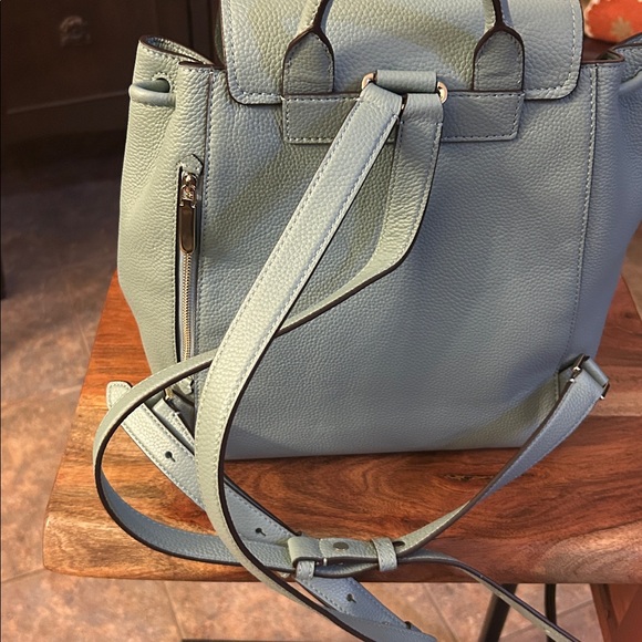 Kate Spade New York Sinch medium flap backpack. The color is light blue, EUC - Picture 3 of 11